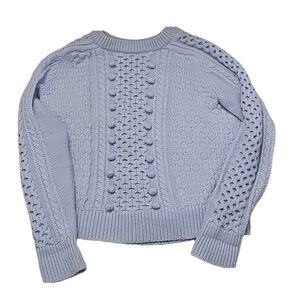 J Crew Womens Cable Knit Light Blue Sweater